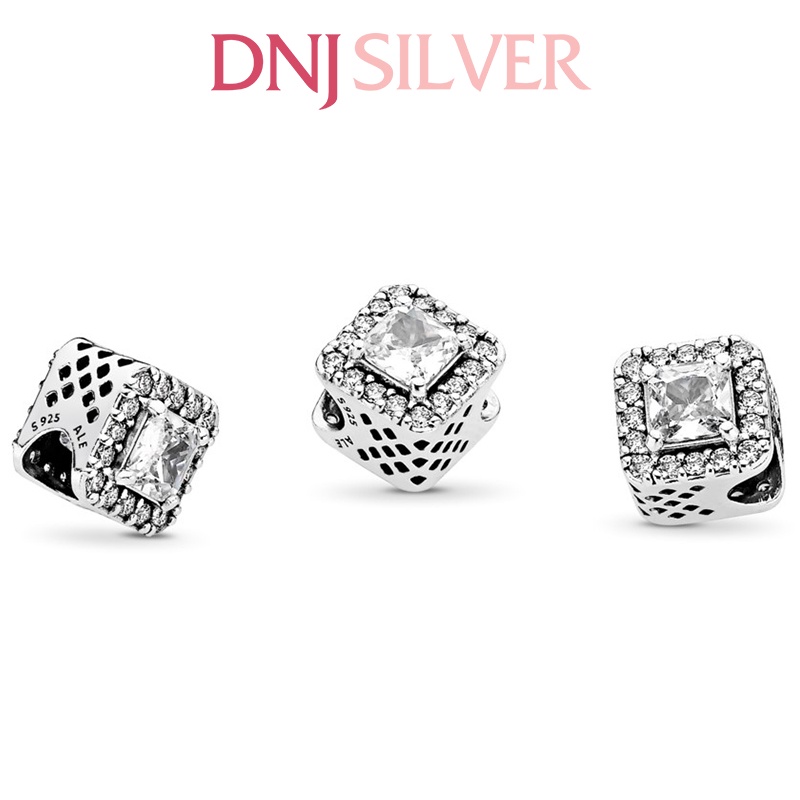 [Hàng cao cấp] Charm bạc 925 cao cấp, hàng chuẩn bạc - Charm Square Sparkle Halo thích hợp để mix vòng tay charm - DN131