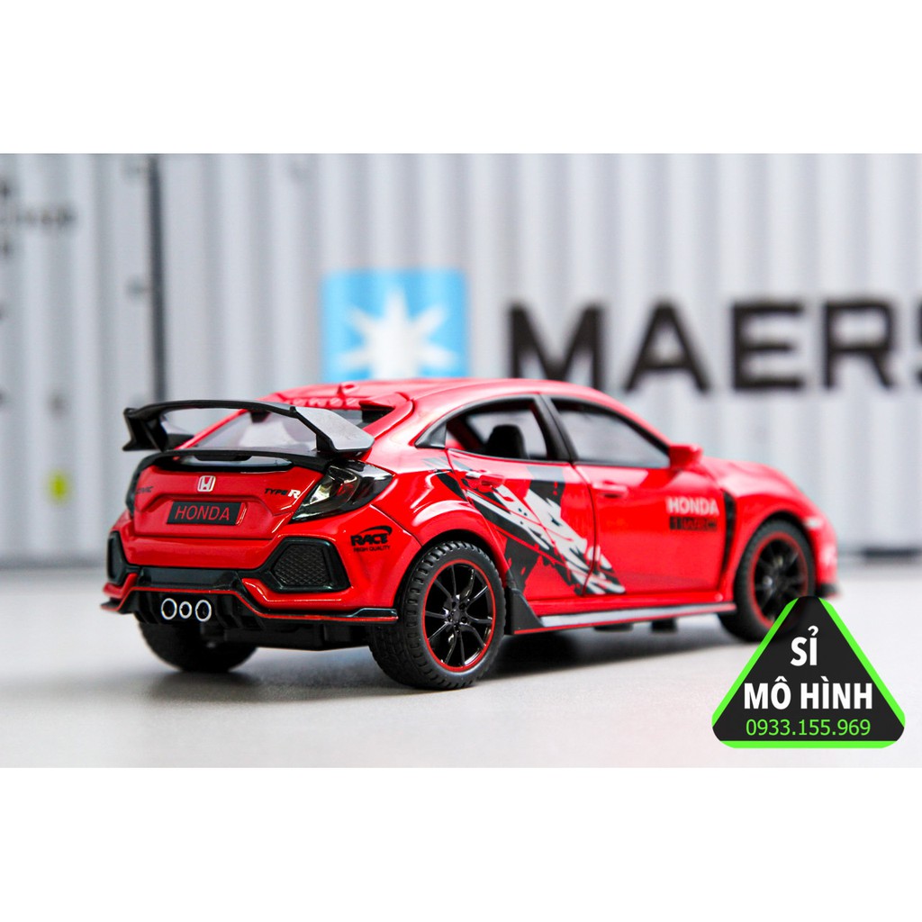 Mô hình xe dân dụng Honda Civic Type R mở hết cửa tuyệt đẹp 1:32 Đỏ