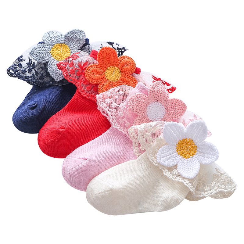 Vớ Cotton Họa Tiết Hoa Cúc Xinh Xắn Thời Trang Đáng Yêu Cho Bé 0-3 Tuổi