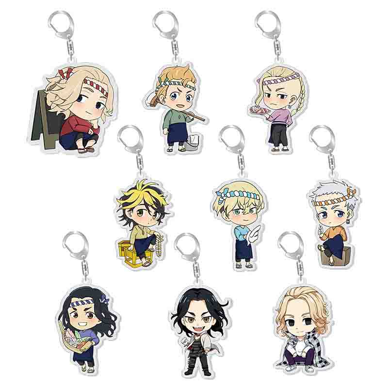 Tokyo Revengers Keychain Anime 6CM Acrylic Bag Pandant Keyring Key Chain Cute Mikey Hanagaki Ryuguji Gift