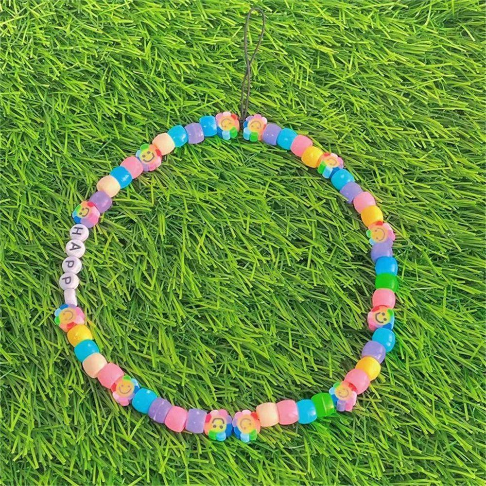 Dây Đeo Điện Thoại Chống Thất Lạc Mặt Hoa Hướng Dương Cười Xỏ Hạt Nhiều Màu