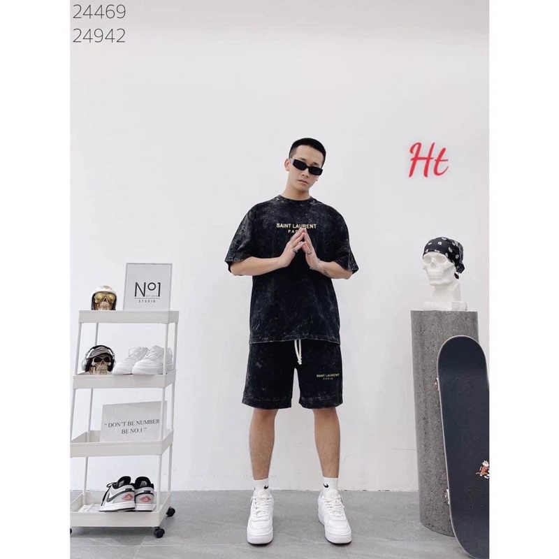 bộ đùi loang màu đen cho nam nữ saint laurent