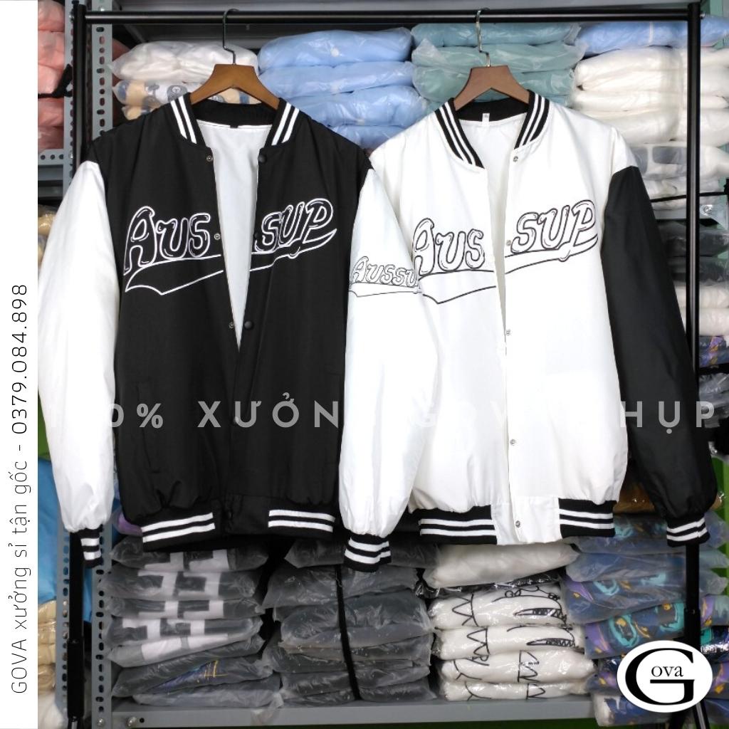 Áo Khoác Bomber Dù THÊU AUSSUP Cao Cấp Form Rộng Nam Nữ Ulzzang Unisex Thời Trang GOVA