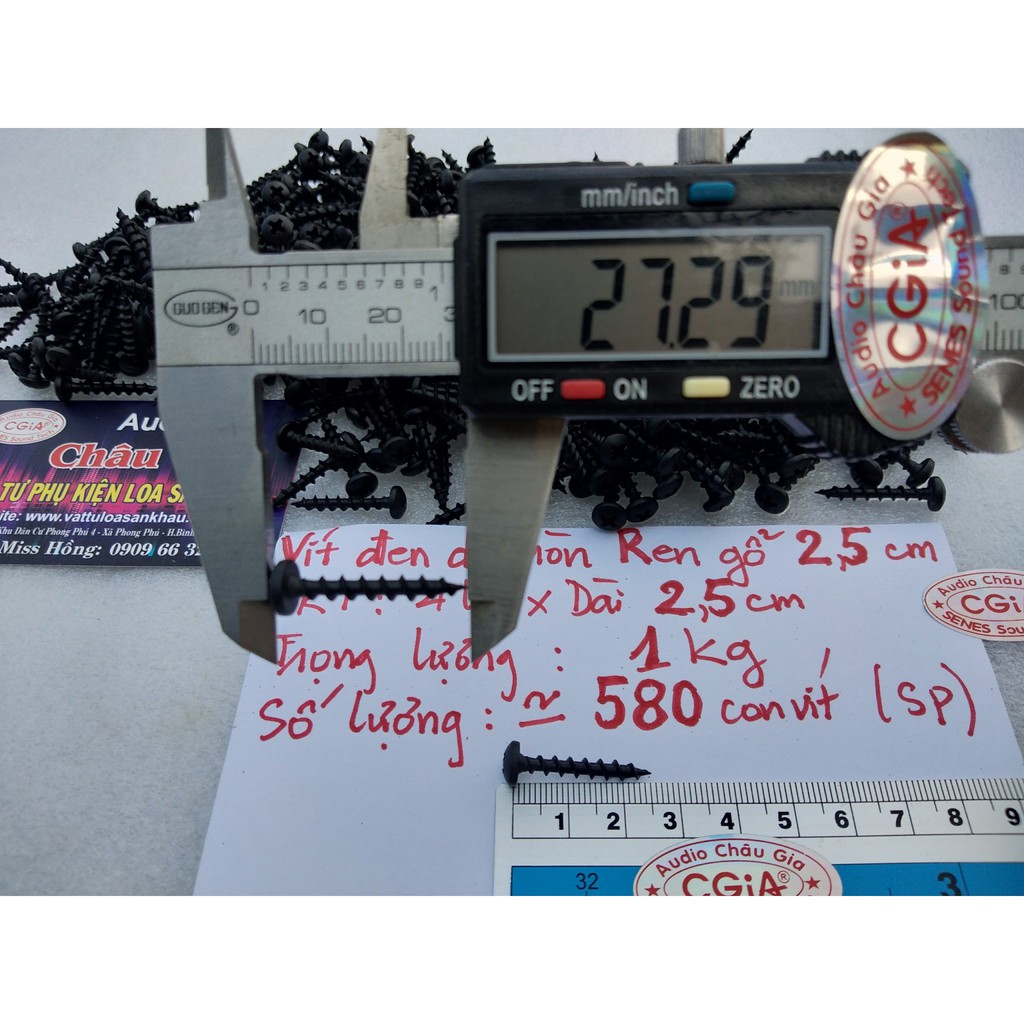 Vít dù đen 2.5cm 1kg Audio Châu Gia