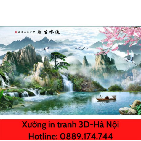 [Giá tại xưởng] tranh dán tường 3d tranh Sơn Thủy, Tranh Thủy Mặc in Vải Lụa zalo o889174744