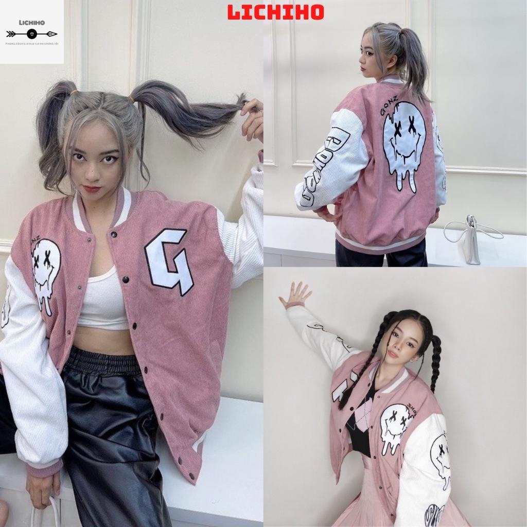 Áo bomber nhung tăm unisex form rộng áo khoác  nam nữ street style ulzzang Hàn Quốc G AKNT01 LICHIHO sành điệu