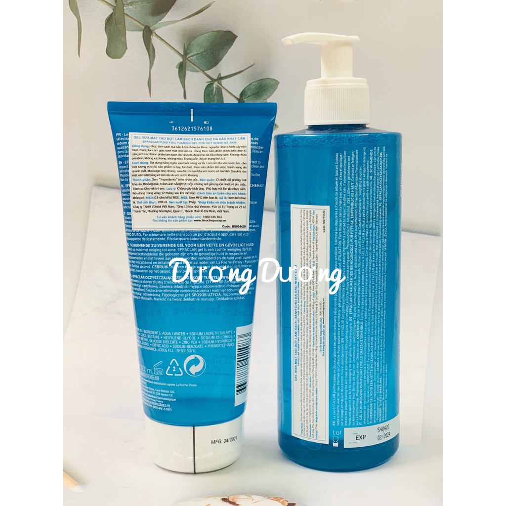 Gel rửa mặt dành cho da dầu nhạy cảm La Roche-Posay Effaclar Purifying Foaming Gel 200ml,400ml chính hãng