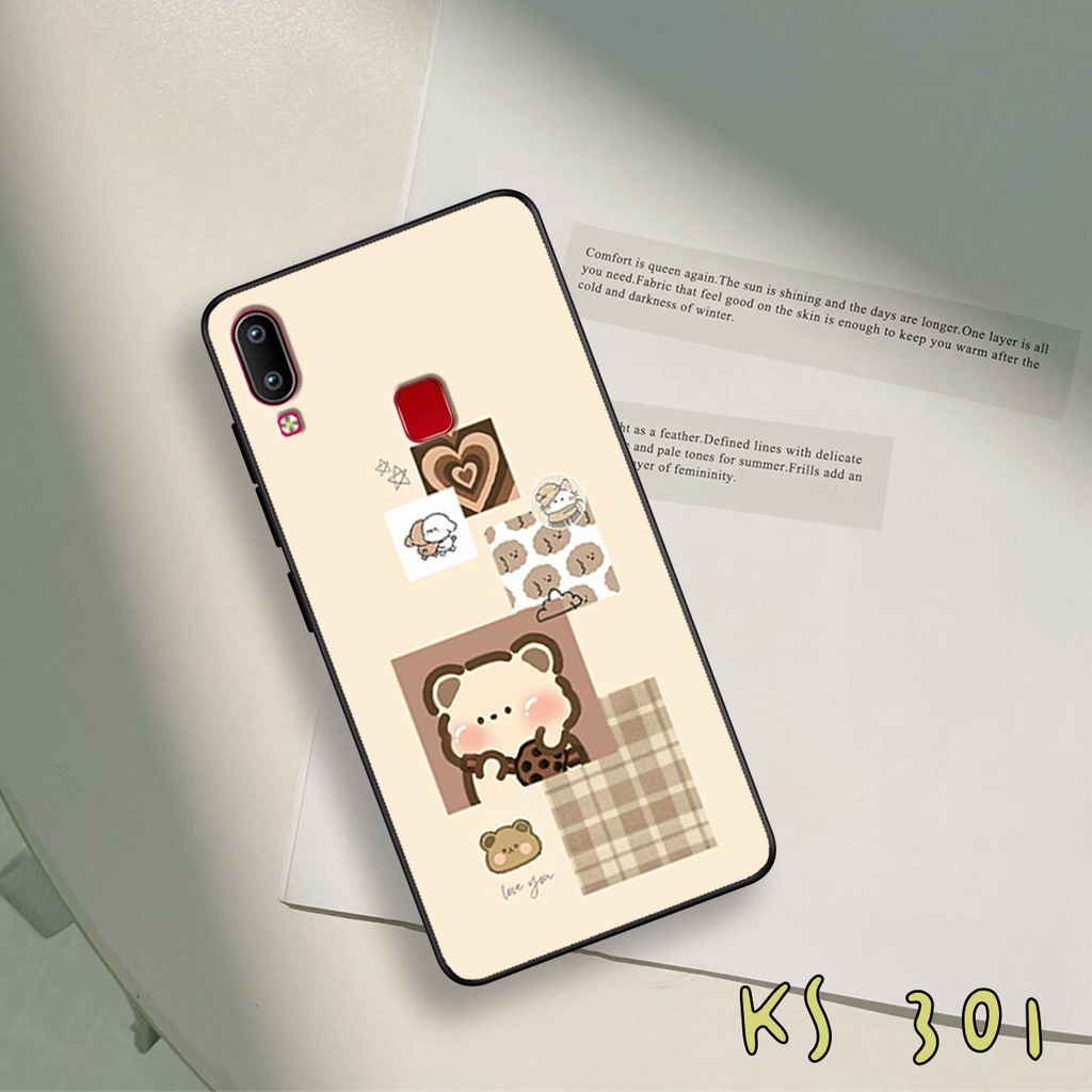 Ốp lưng Vivo Y91 - Vivo Y95 - Ốp in hình gấu &amp; thỏ đang yêu - lưng nhám viền TPU cao cấp