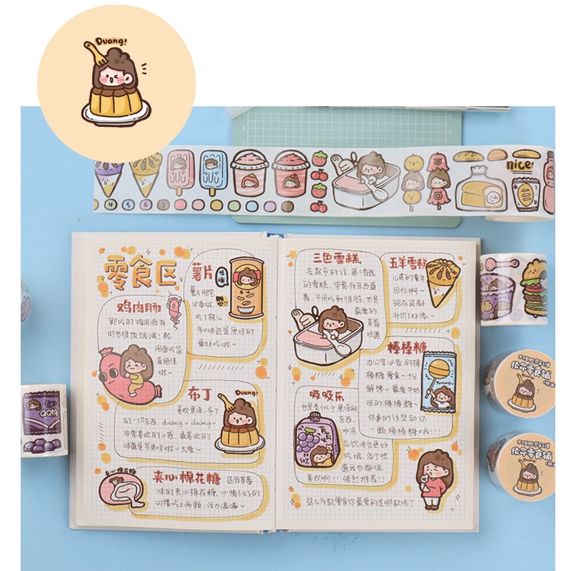 Băng keo Washi tape Cô gái tóc nâu - 8 Style