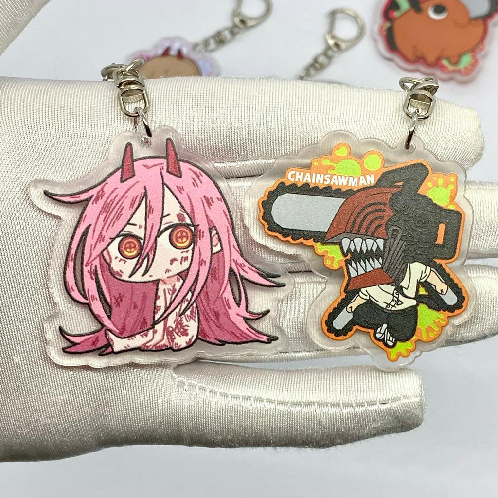 Móc khóa Anime Chainsaw Man Thợ Săn Quỷ nhựa Acrylic hai mặt, in hình các nhân vật dễ thương