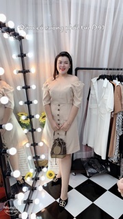 Bigsize Đầm cổ vuông phối túi D97