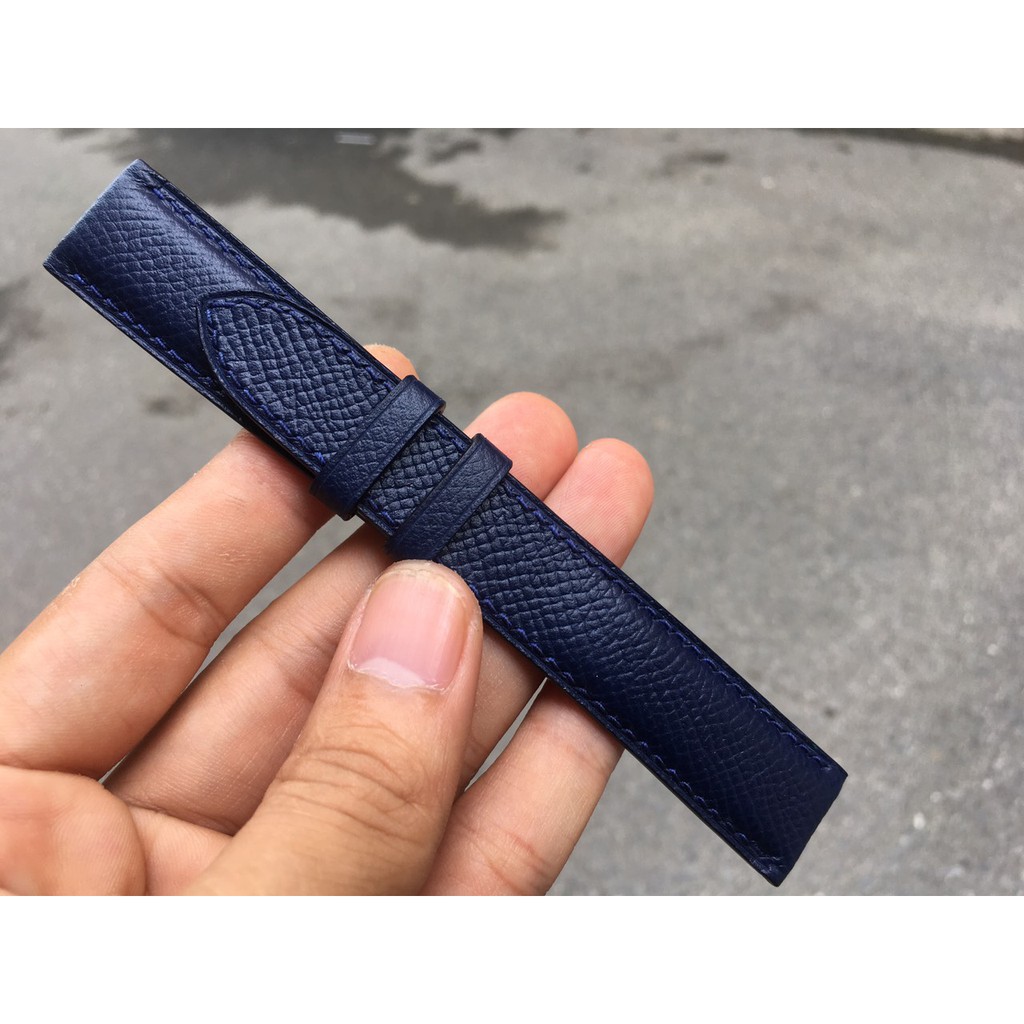 Dây Đồng Hồ Da Bò Epsom Xanh Navy Cao Cấp Chống Bám Bụi