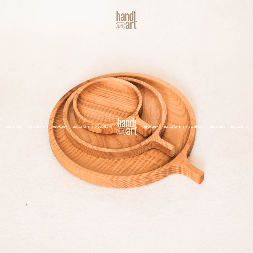 Khay gỗ tròn tay cầm, Khay gỗ tần bì, woodentray