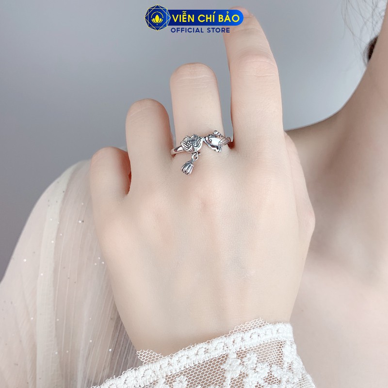 Nhẫn bạc nữ Lý ngư liên hoa chất liệu bạc Thái 925 thời trang phụ kiện trang sức nữ Viễn Chí Bảo N000256