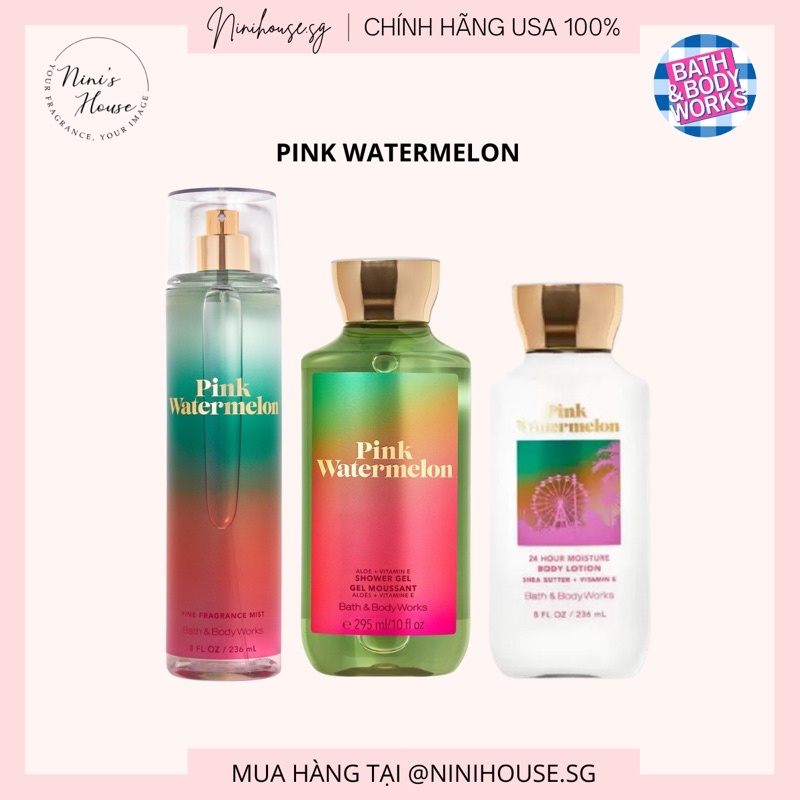 PINK WATERMELON | Xịt thơm, dưỡng thể, gel tắm Bath and Body Works