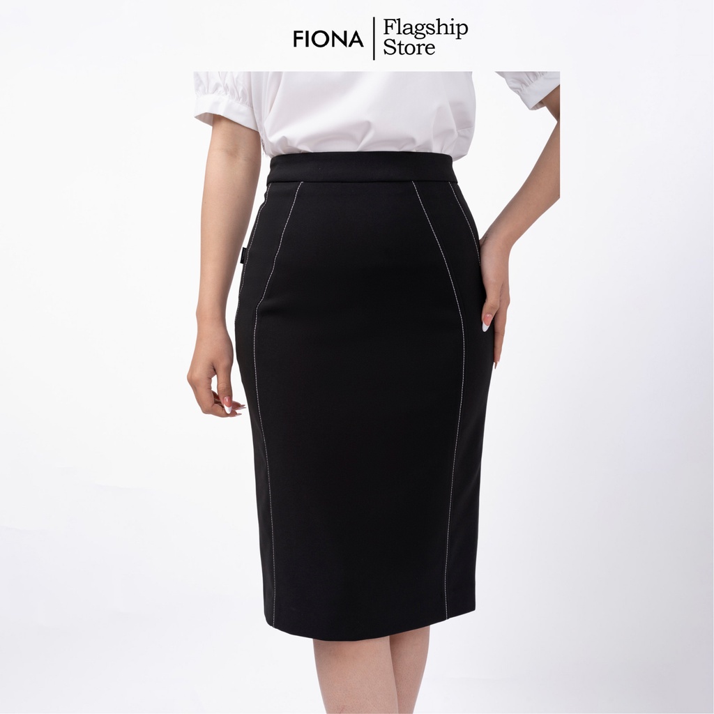 Chân váy dáng ôm đường can 2 bên thân trước trần chỉ sáng màu FIONA F252181