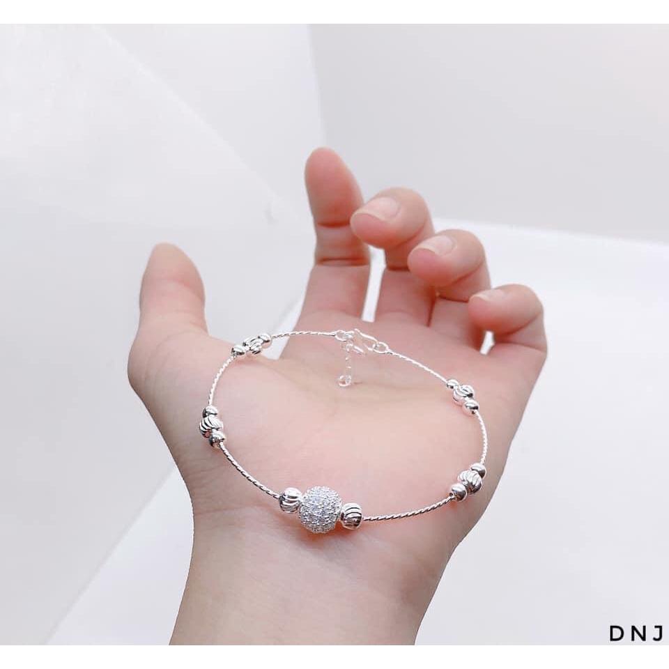 Lắc tay nữ xoắn cầu đá chuẩn bạc ta bao trắng đẹp - Kho sỉ bạc Nhất Linh