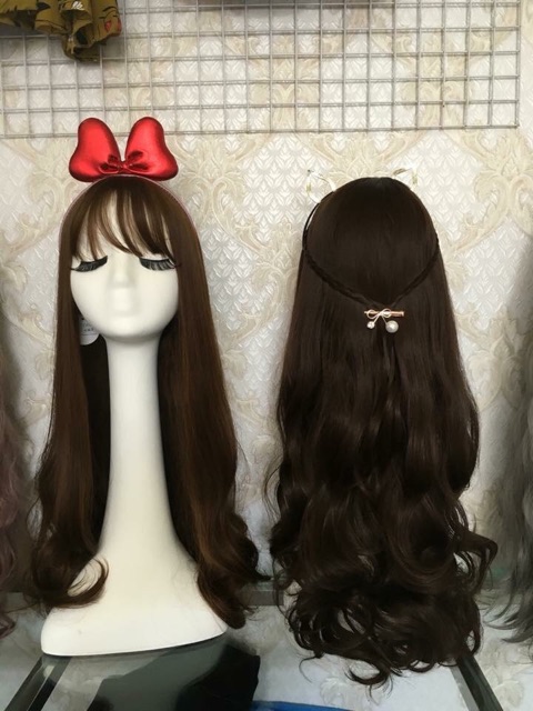 Tóc giả 🥰freeship 50k🥰nguyên đầu cao cấp-tặng lưới chùm tóc- xoăn tự nhiên-bấm xù chân tóc theo yêu cầu