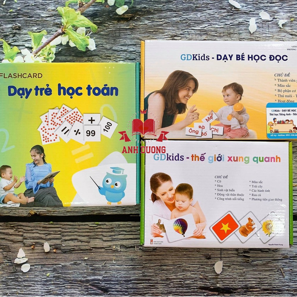 COMBO THẺ HỌC TOÁN, TIẾNG VIỆT, THẾ GIỚI XUNG QUANH TẶNG SÁCH VẢI CHO BÉ