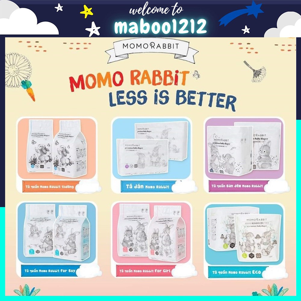 Bỉm Momo Rabbit, Tã Momo Rabit nội địa Hàn Quốc size S50/M44/L40/XL36/XXL22/XXXL18