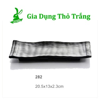 Mua Dĩa chữ nhật 282 dầy hoa văn nổi trên dĩa bày thức ăn rất đẹp 20.5*13cm