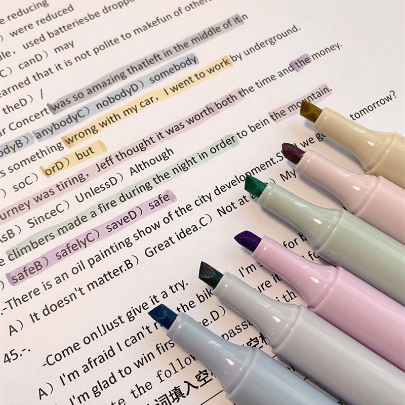 Set 6 Bút Dạ Quang Nhiều Màu Sắc Tiện Dụng