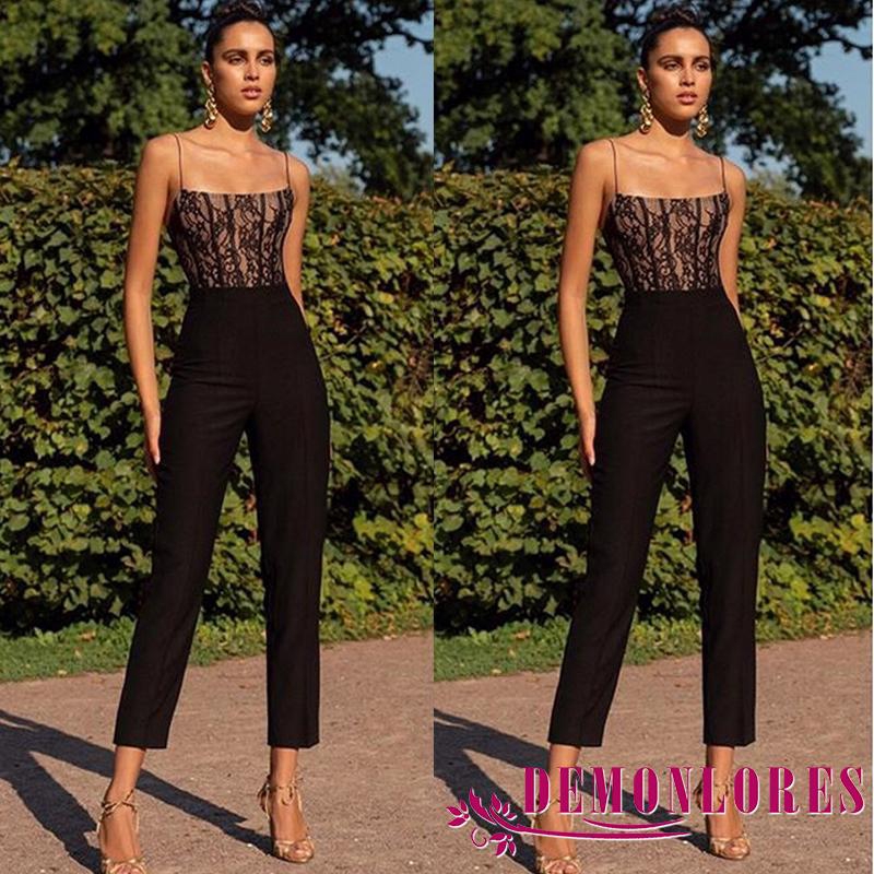 Jumpsuit không tay phối ren thời trang dành cho nữ