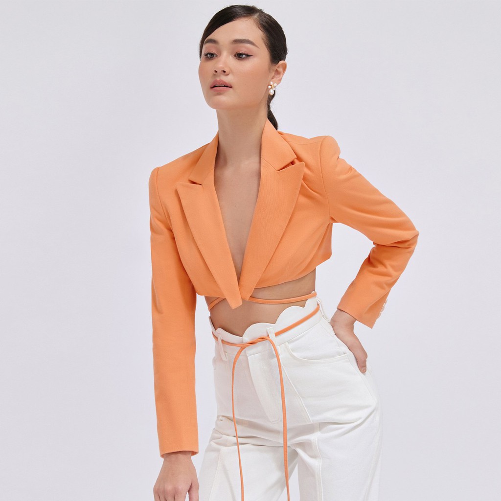 DEAR JOSÉ - Áo blazer nữ croptop Madagasca vải kaki cam san hô