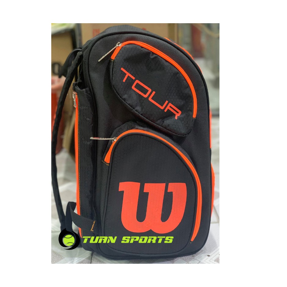 Balo VNXK Wilson Tennis Đen Viền Cam Vuông Tinh Tế