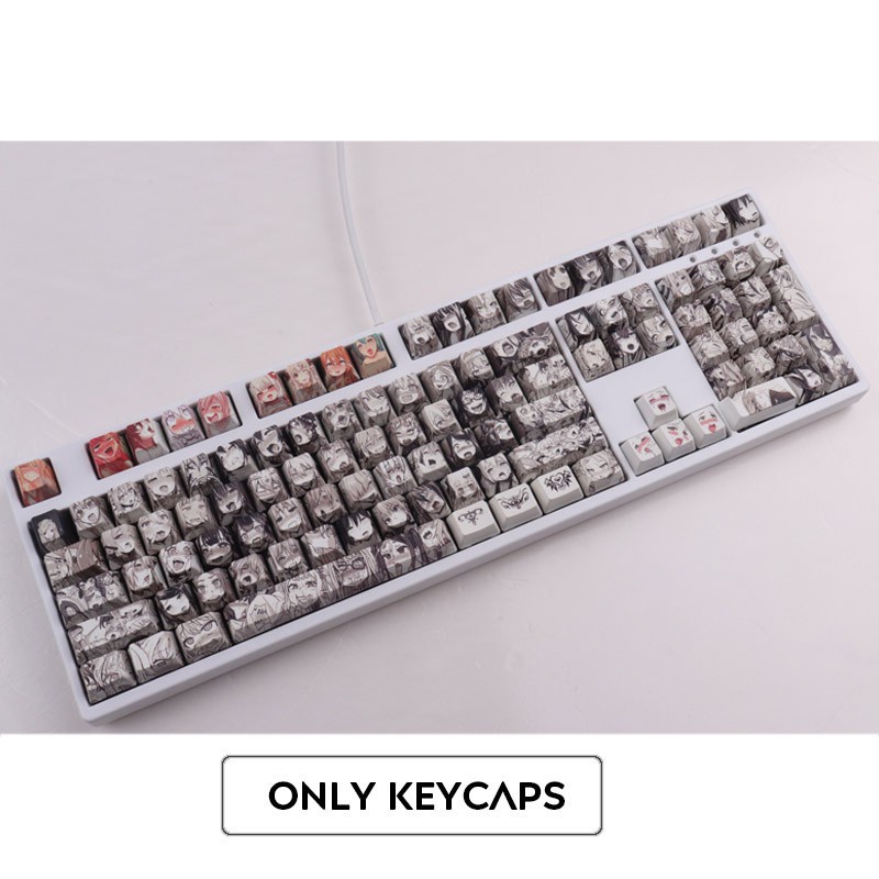 108 bộ phím phong cách ahegao keycap pbt thăng hoa keycap anime nhật bản cho bàn phím cơ cherry gateron filco kailh