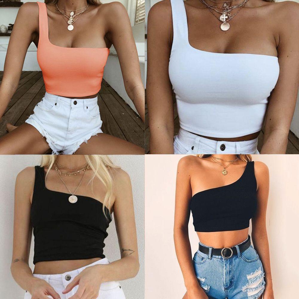 Áo Croptop Sát Nách Cổ Chéo Thời Trang Quyến Rũ Cho Nữ