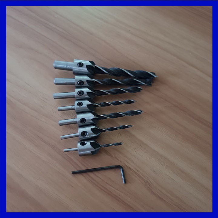 Bộ 7 mũi khoan gỗ doa lỗ vít lỗ ÂM