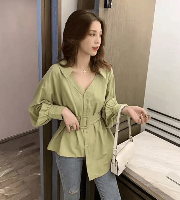 Áo sơ mi trắng tay dài thiết kế đơn giản thoải mái thời trang cho nữ