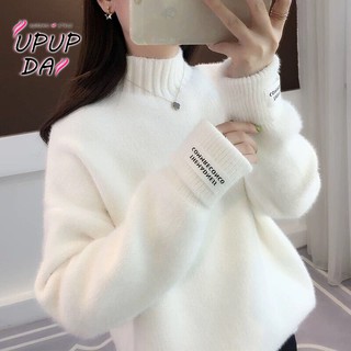 Áo Sweater Dệt Kim Lông Cừu Cổ Lọ Dáng Rộng Thời Trang Thu Đông Hàn Quốc Cho Nữ