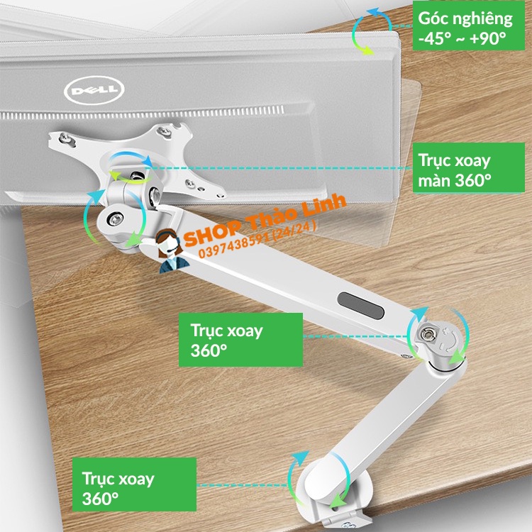 Giá Treo Màn Hình 17 - 30 inch Smart Monitor M5 - Tải trọng 9Kg - Xoay 360 Độ