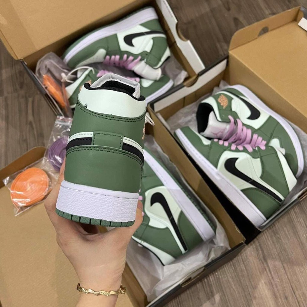 (Full Box + Sale ) Giày Thể Thao Air Jordan 1 Mid SE Dutch Green Cổ Siêu Đẹp Dành Cho Nữ | BigBuy360 - bigbuy360.vn