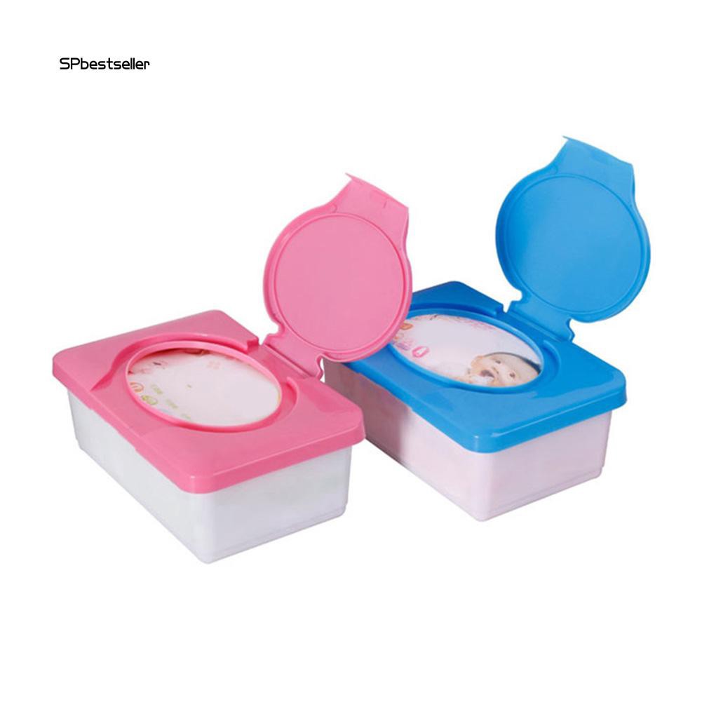 Hộp đựng khăn giấy ướt bằng nhựa với nắp khóa tiện lợi 19.5cm x 12cm x 7.5cm