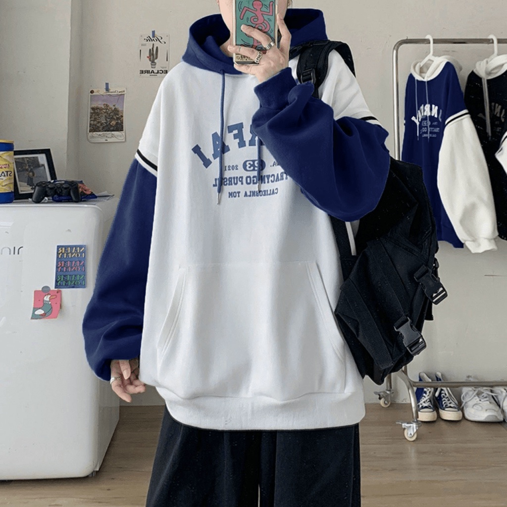ÁO KHOÁC HOODIE NAM PHỐI HAI MÀU  VIỀN TAY CÁ TÍNH SÀNH ĐIỆU PHONG CÁCH