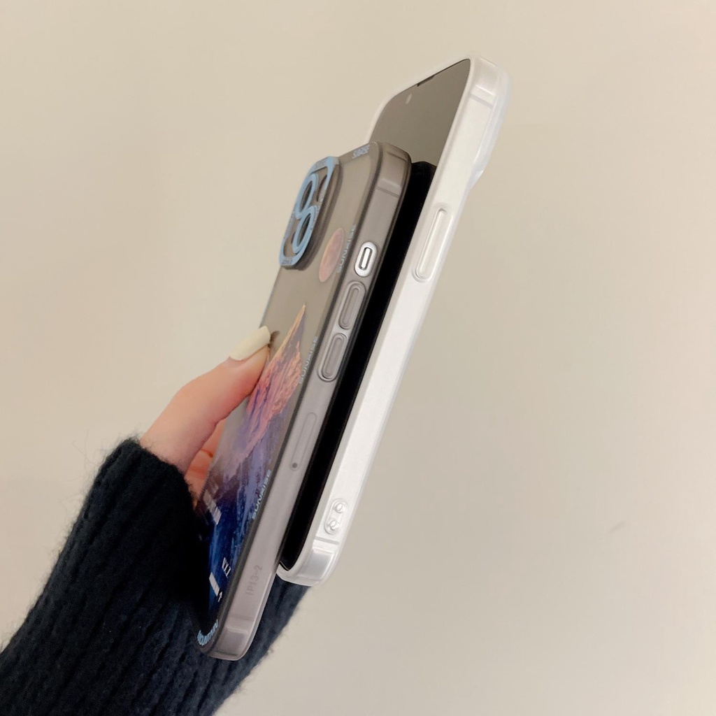 Ốp điện thoại TPU trong suốt họa tiết ngọn núi thích hợp cho iphone 13 12 11 pro max x xr xsmax 7 / 8plus
