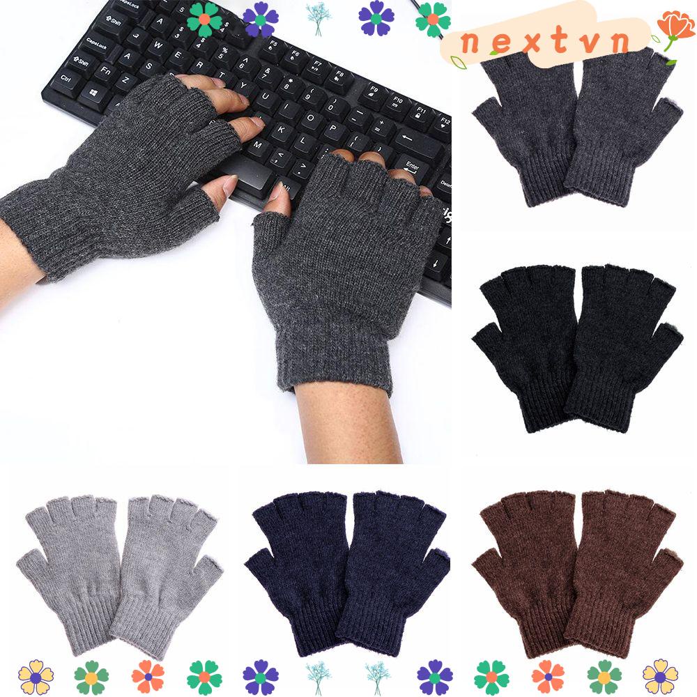 Găng Tay Len Hở Ngón Giữ Ấm Cho Nam Nữ