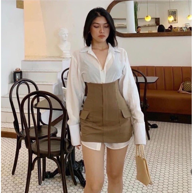 Chân Váy Cạp Cao Nắp Túi | BigBuy360 - bigbuy360.vn