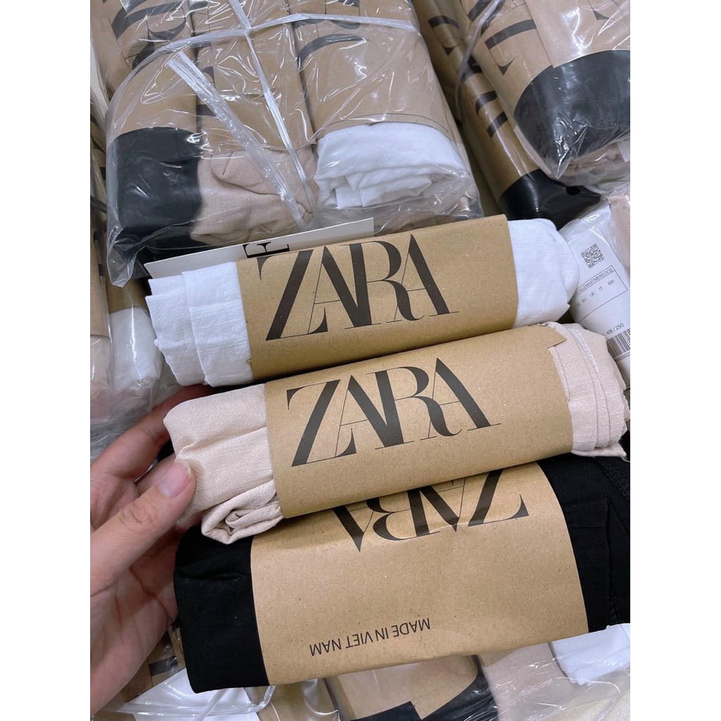 Quần Short Nữ Chất Đũi Cuộn Zara Chun Sau Mềm Mại