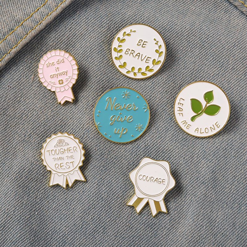 Ghim Cài Áo Kim Loại Hình Học Chữ Tiếng Anh Phong Cách Âu Mỹ