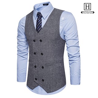 Áo gile công sở nam 2 hàng cúc cổ điển