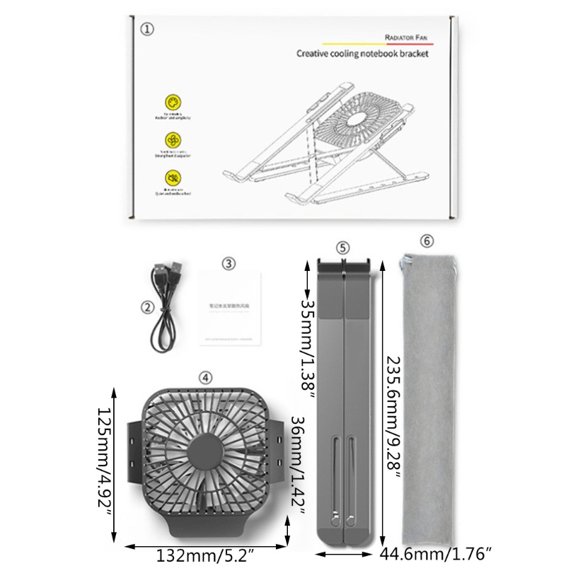 Giá đỡ máy tính xách tay bằng nhôm có thể điều chỉnh kèm quạt tản nhiệt gấp gọn | BigBuy360 - bigbuy360.vn