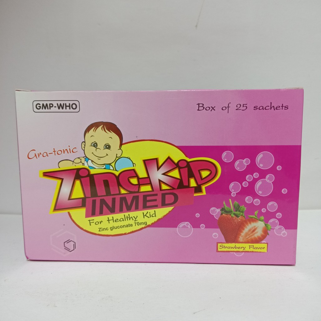 CỐM BỔ ZINC-KID INMED HƯƠNG DÂU HỘP 25 GÓI