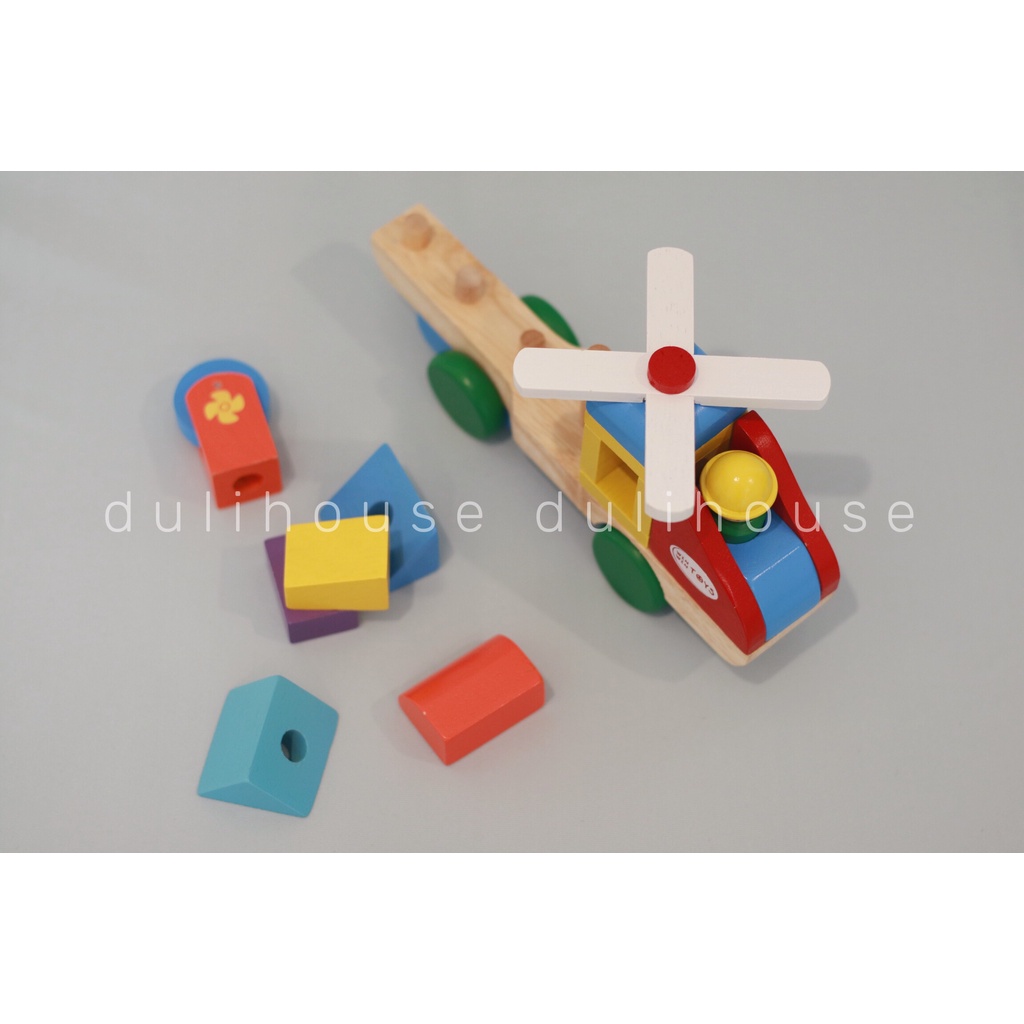 Đồ chơi gỗ trực thăng lắp ráp, giúp bé vừa học vừa chơi một cách trực quan sinh động, phát triển trí tưởng tượng