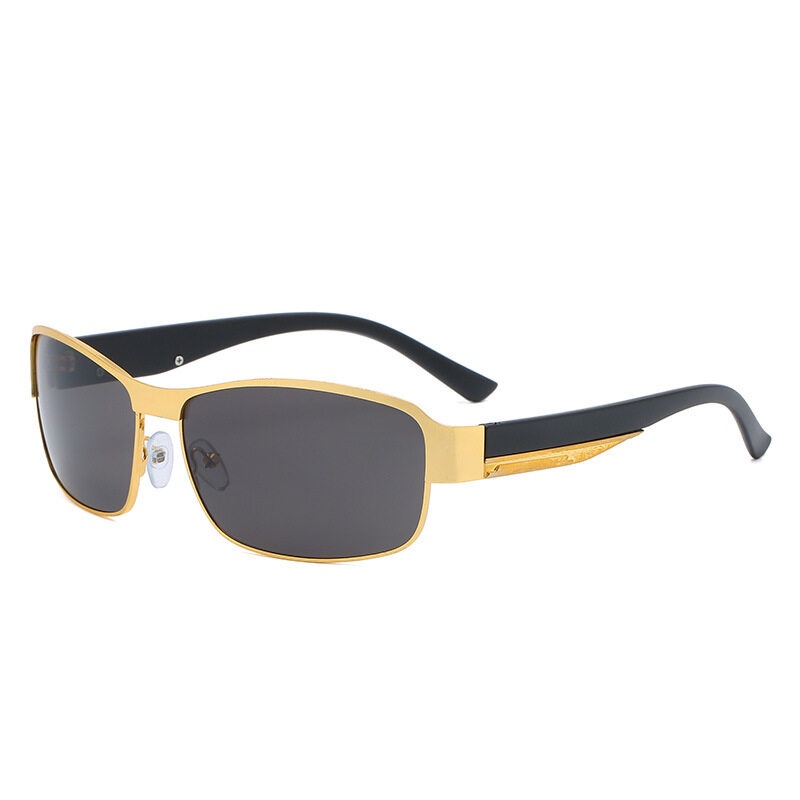 Kính Mát Phân Cực Mặt Vuông Gọng Kim Loại Thay Đổi Màu Sắc Ngày Và Đêm Cho Nam