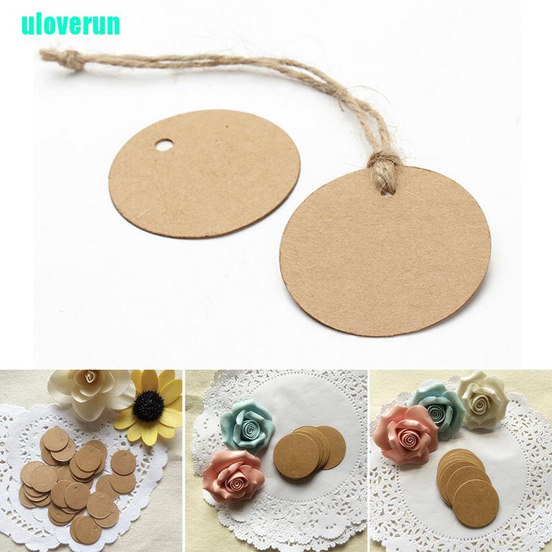 Set 100 Thẻ Giấy Hình Tròn Màu Nâu Treo Hành Lý