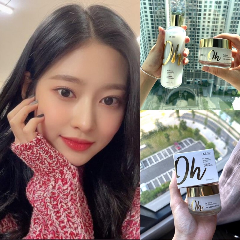 Bộ đôi toner và kem dưỡng trắng mọng nước chống lão hoá Oh so glowy brightening nước hoa hồng kem dưỡng